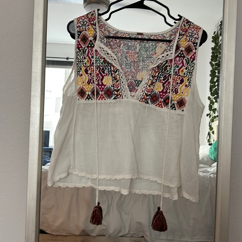 Free People Blouse with Knitted Detail